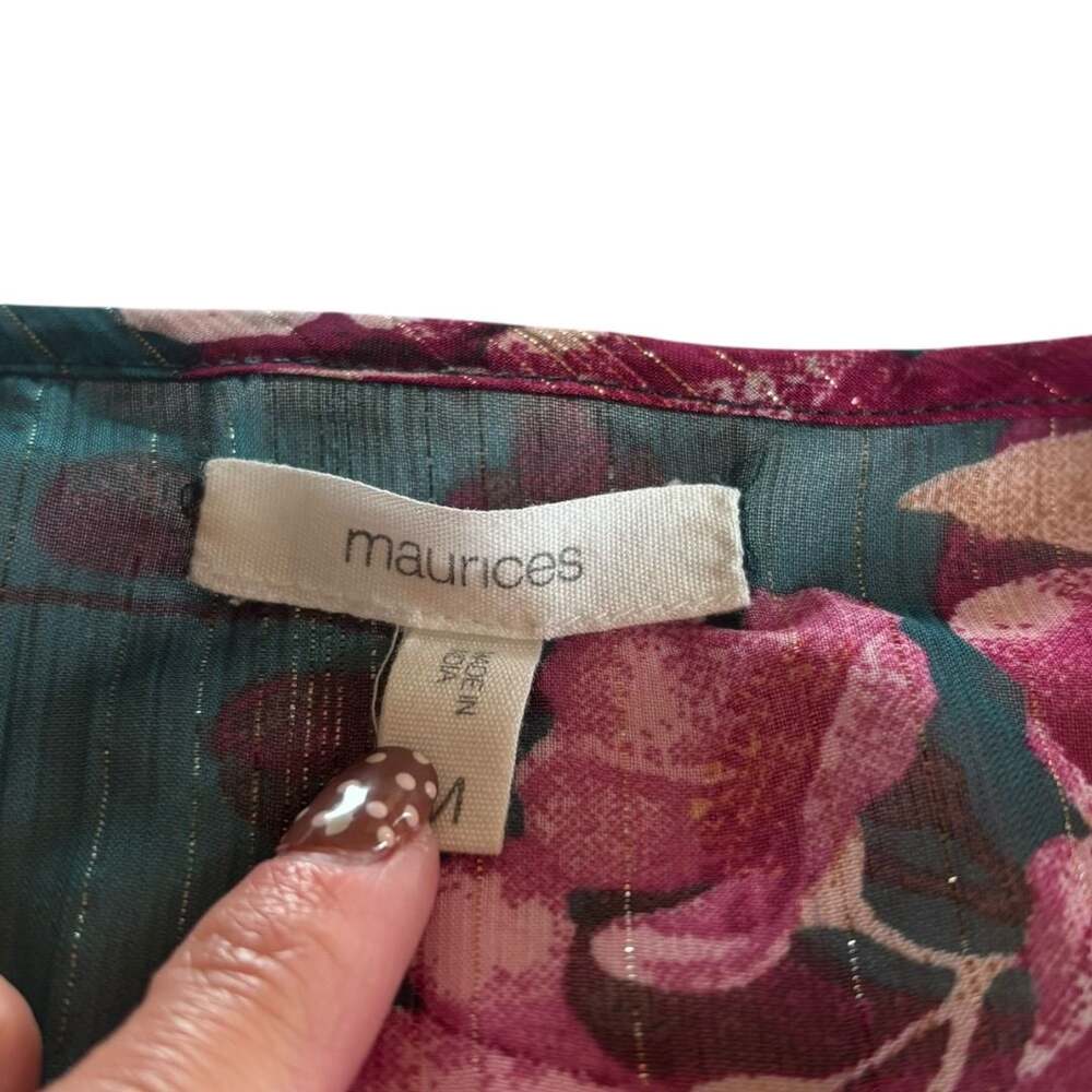 Maurices Women's Floral Print Long Sleeve Blouson Sleeve Blouse Size M - Picture 4 of 7